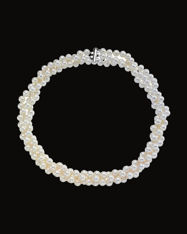 Cultured White Freshwater Pearl Strand 3-Row Necklace — Sterling Silver · Cultured Freshwater Pearl