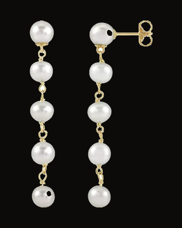 Cultured Freshwater Pearl Dangle Earrings — 14K Yellow Gold
