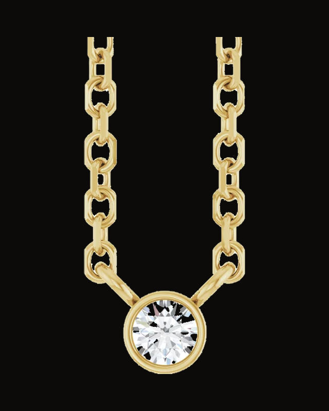 Bezel-Set Solitaire Necklace — 14K Yellow Gold