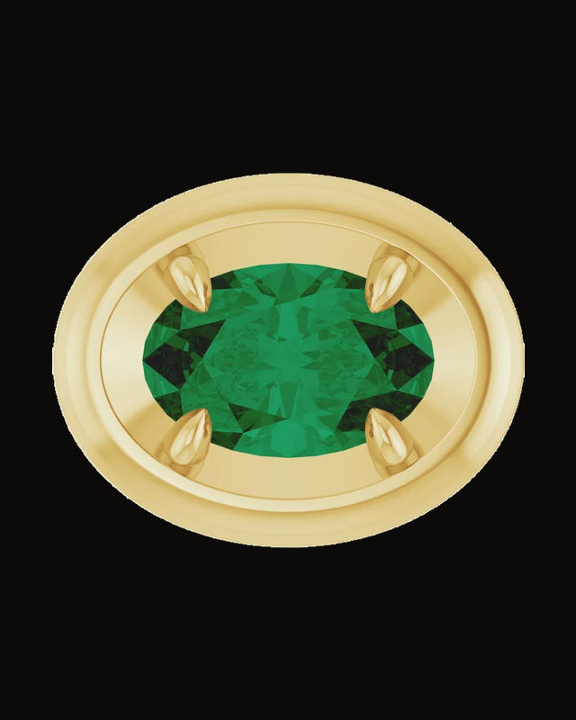 Lab-Grown Emerald Solitaire Slide Pendant — 14K Yellow Gold