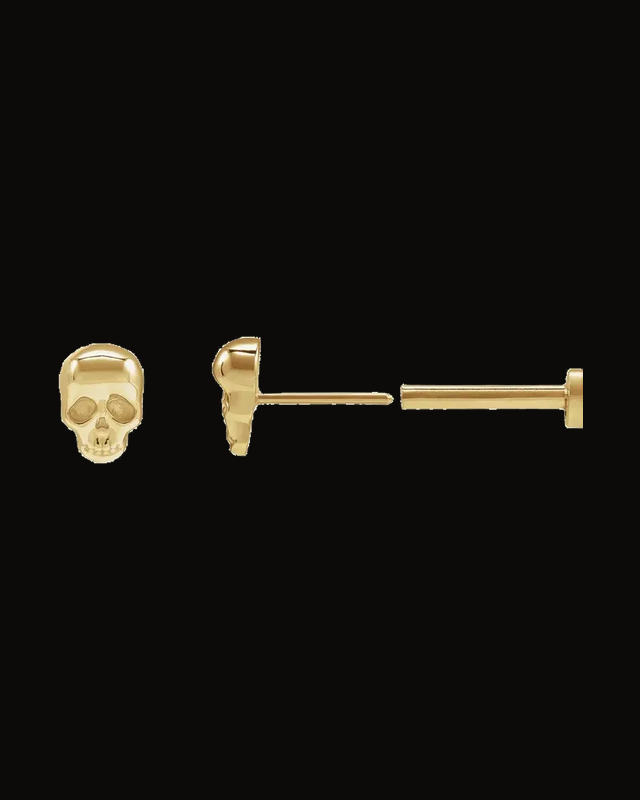 Skull Earrings — 14K Yellow Gold