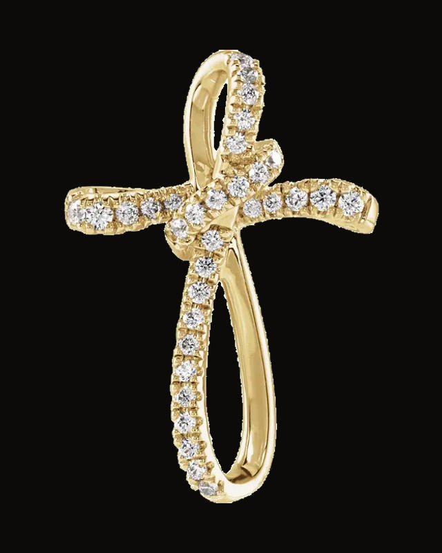 Accented Cross Pendant — 14K Yellow Gold · 1/5 CTW