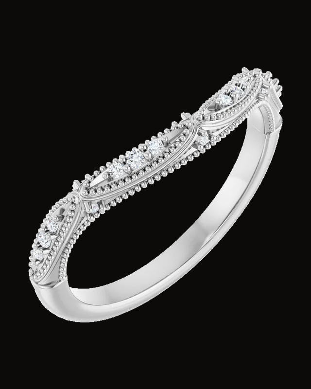 0.07 CTW Lab-Grown Diamond Contour Band — Rhodium-Plated on 14K White Gold · 2.2 mm