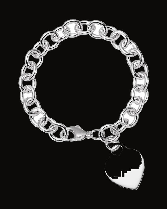 Engravable Heart Charm Bracelet — Sterling Silver