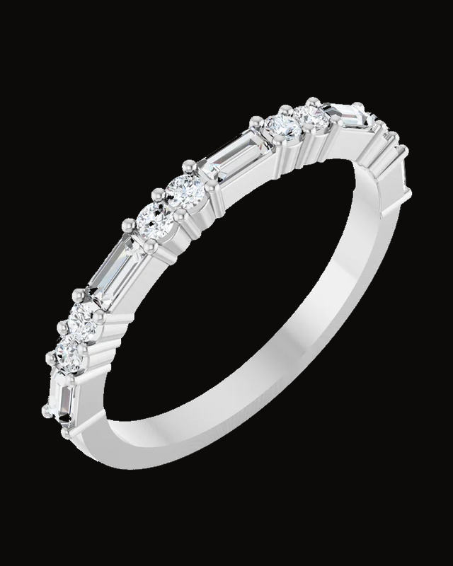 3/8 CTW Lab-Grown Diamond Anniversary Band — 14K Yellow / White Gold · 1.7 mm — Straight Baguette