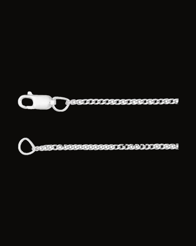 1.35 mm Diamond-Cut Curb Chain — Rhodium-Plated on Sterling Silver