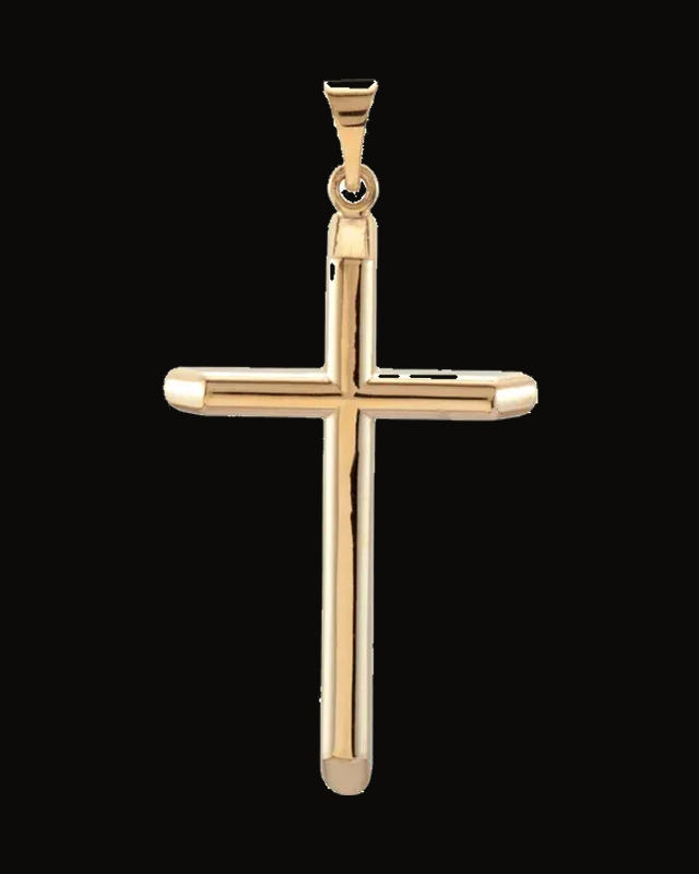 Unadorned Cross Pendant — 14K Yellow / White Gold