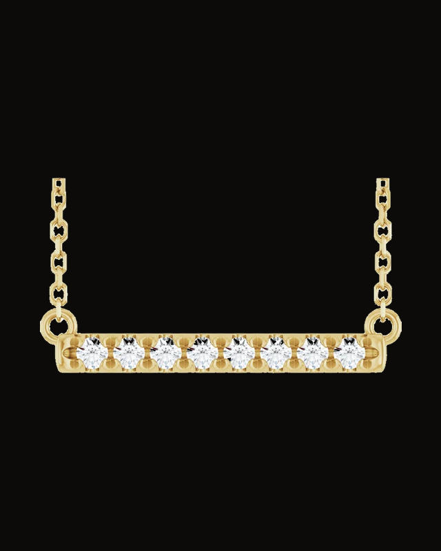 French-Set Bar Necklace or Center — 14K Yellow Gold · Lab-Grown Diamond