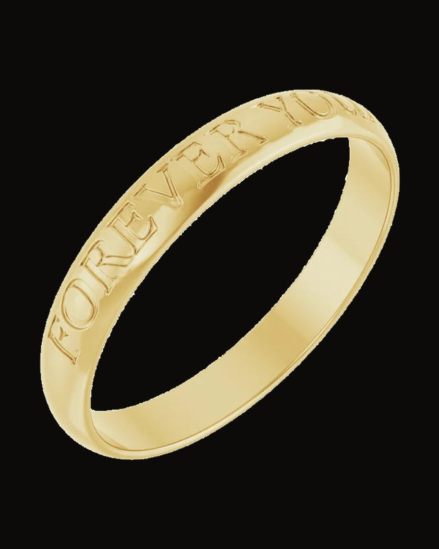Ultra-Lightweight Forever Yours Engraved Half Round Band — 14K Yellow Gold · 3 mm