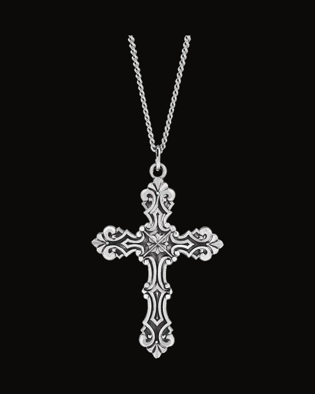 Fancy Cross Necklace — Sterling Silver
