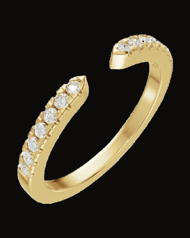 Accented Open Band — 14K Yellow / White Gold · 2 mm