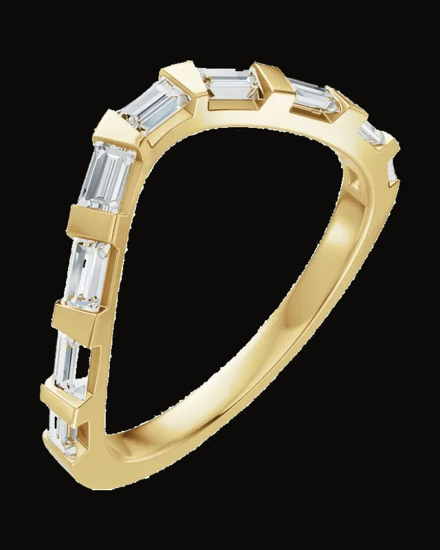 3/8 CTW Lab-Grown Diamond Contour Band — 14K Yellow / White Gold · 2 mm