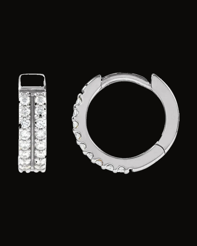1/5 CTW Lab-Grown Diamond Double-Row Hoop Earrings — 14K White / Yellow Gold · 1.2 mm