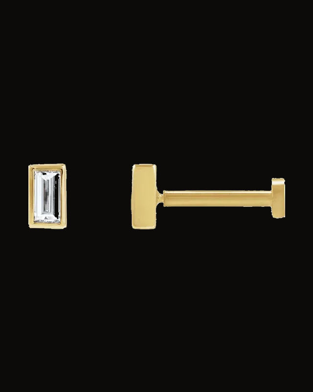 0.07 Ct Lab-Grown Diamond Bezel-Set Earring With Press Fit Back — 14K Yellow / White Gold