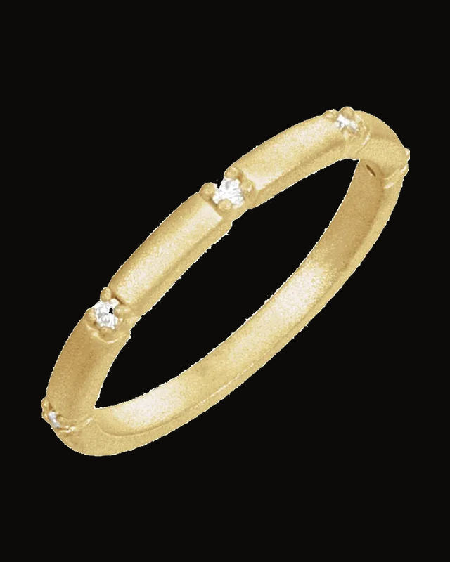 Five-Stone Anniversary Band with Bead Blast Finish — 14K Yellow Gold · 1.5 mm