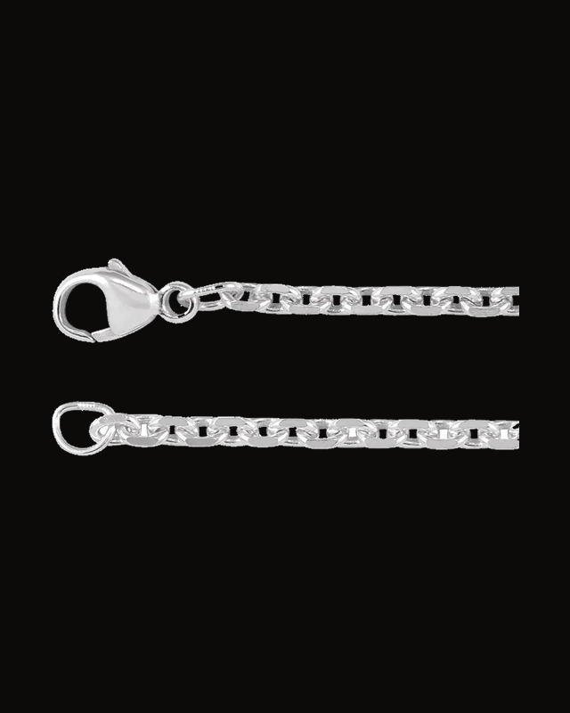 2.44 mm Diamond-Cut Cable Chain — Rhodium-Plated on Sterling Silver