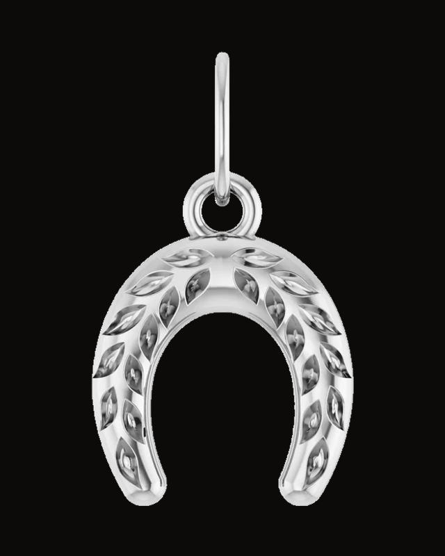 Wheat Pattern Horseshoe Necklace or Pendant — Sterling Silver