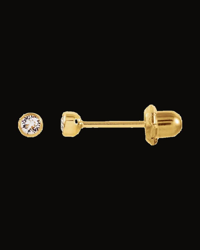 Inverness Imitation Cubic Zirconia Piercing Earrings — 14K Yellow Gold · 3 mm