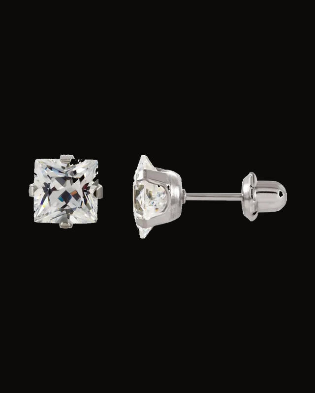 Inverness Birthstone Piercing Earrings — Stainless Steel · 3 x 3 mm