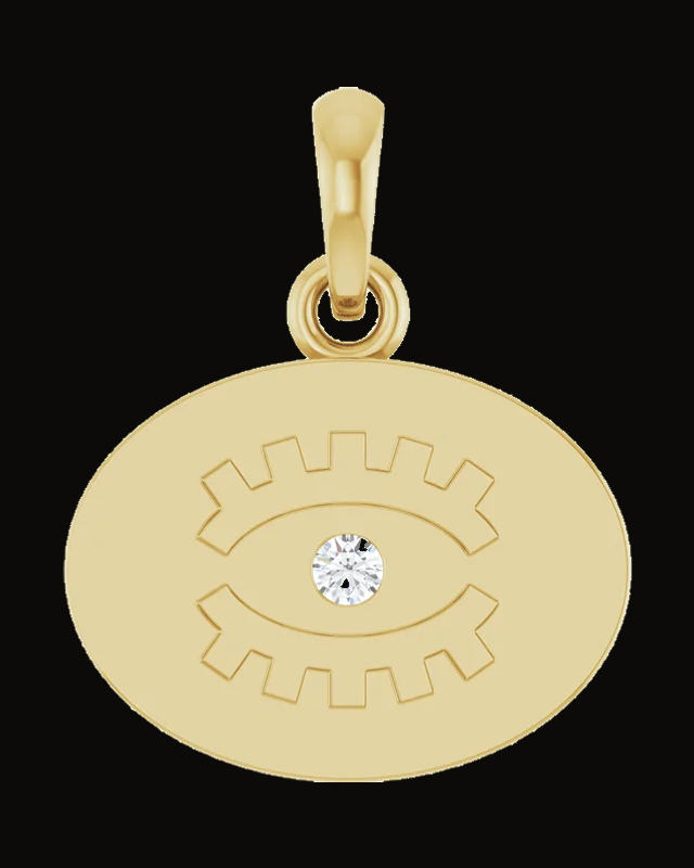 Round 0.015 Ct Lab-Grown Diamond Evil Eye Pendant — 14K Yellow Gold