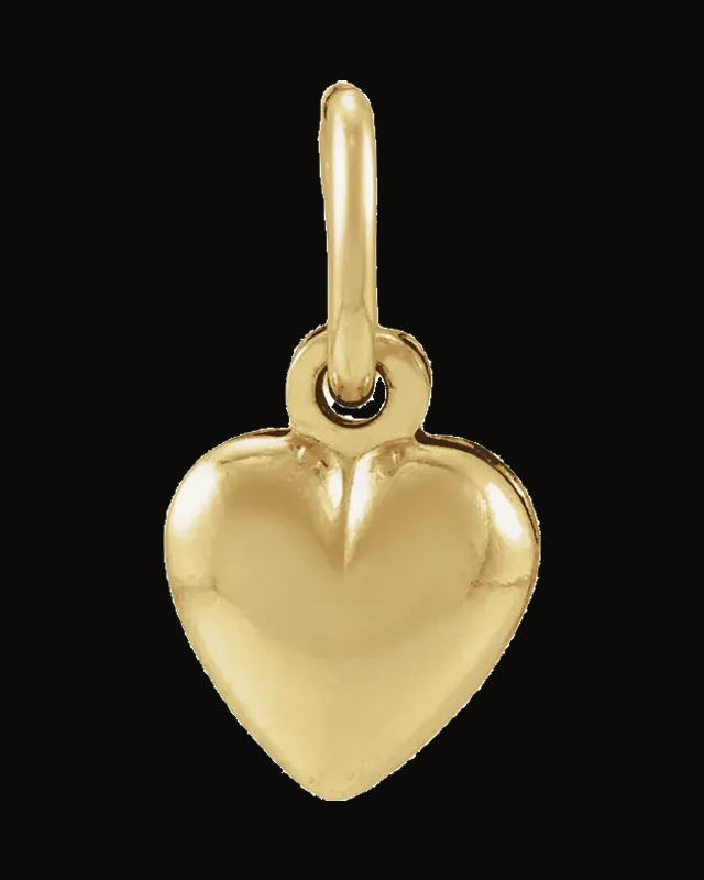 Puffed Heart Charm/Pendant — 14K Yellow Gold-Filled