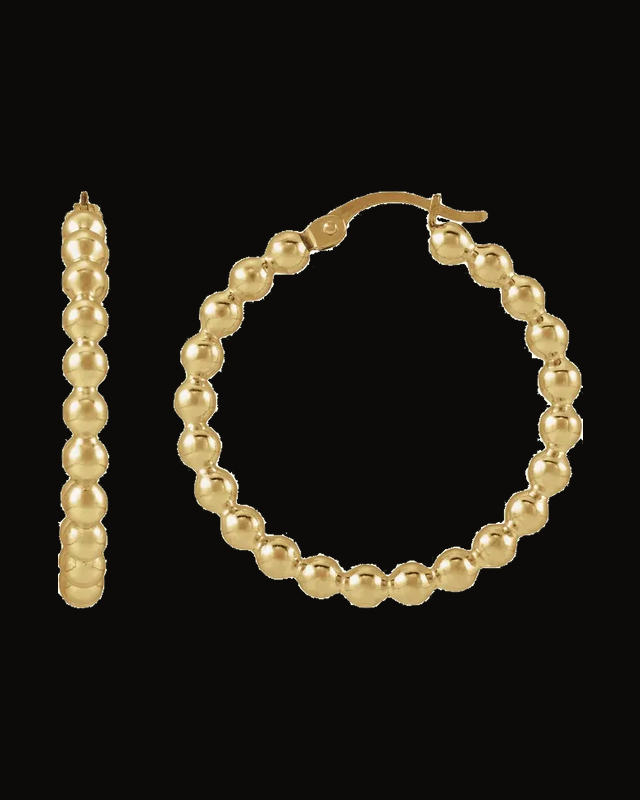 Bead Hoop Earrings — 14K Yellow Gold-Plated