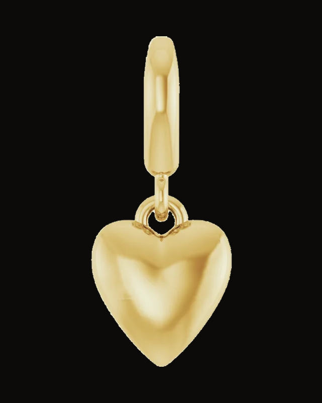Puffed Heart Charm/Pendant — 14K Yellow Gold