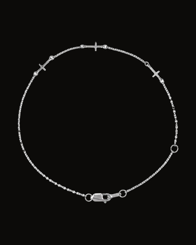 Cross Station Bracelet — Sterling Silver