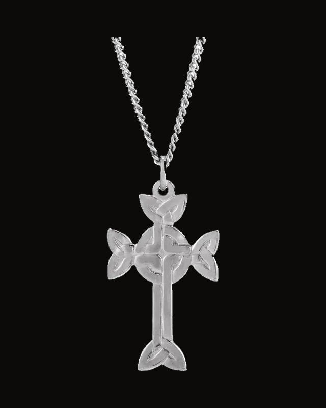 Celtic-Inspired Cross Necklace — Sterling Silver