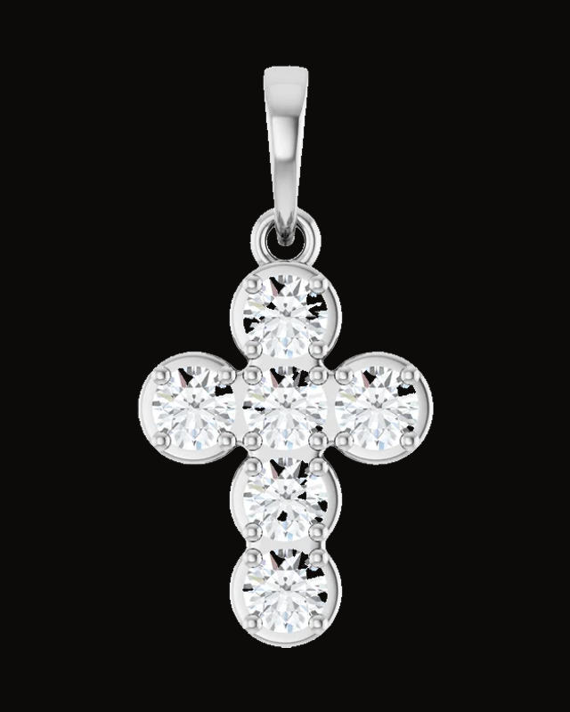 1/2 CTW Lab-Grown Diamond Cross Pendant — 14K White / Yellow Gold