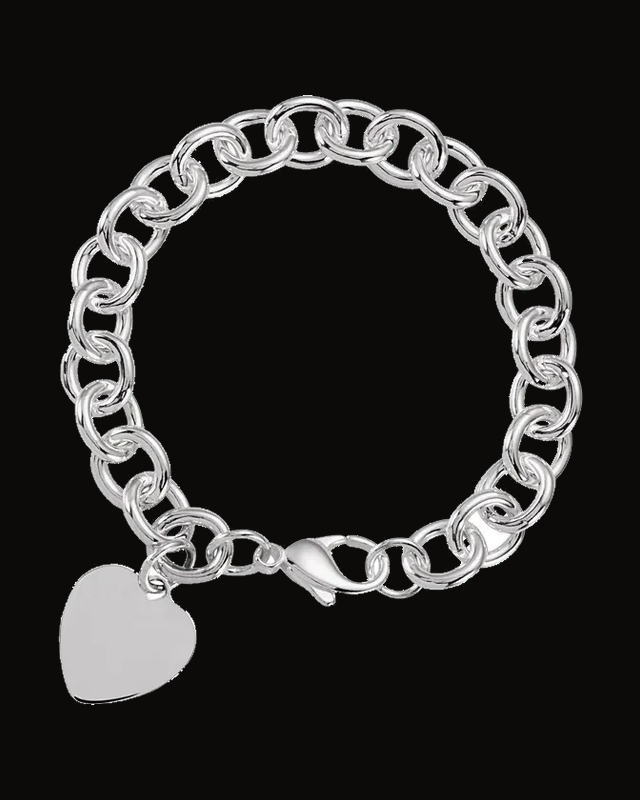 Engravable Heart Charm Bracelet — Sterling Silver