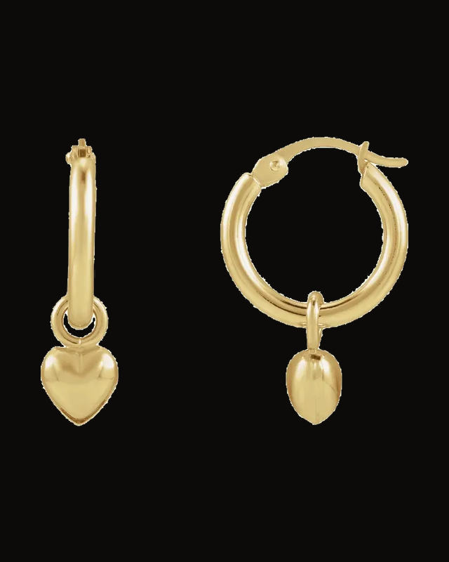 Heart Hoop Earrings — 14K Yellow Gold-Filled