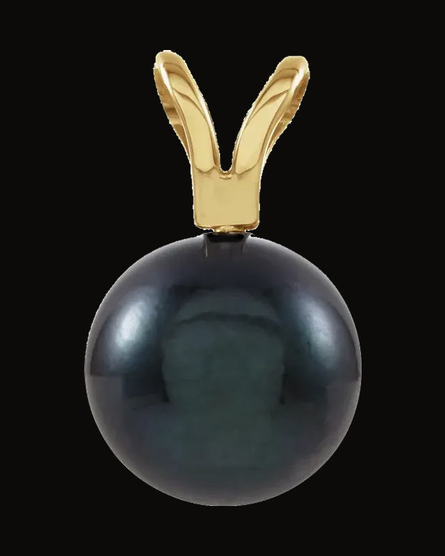 Cultured Black Akoya Pearl Pendant — 14K Yellow / White Gold