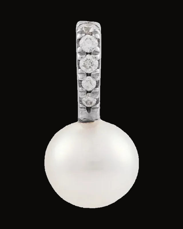 Cultured Freshwater Pearl And 0.025 CTW Natural Diamond Pendant — 14K White / Yellow Gold