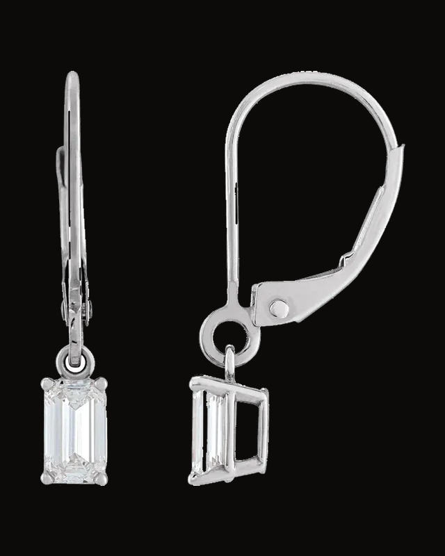 Round 4-Prong Dangle Earrings — 14K White / Yellow Gold
