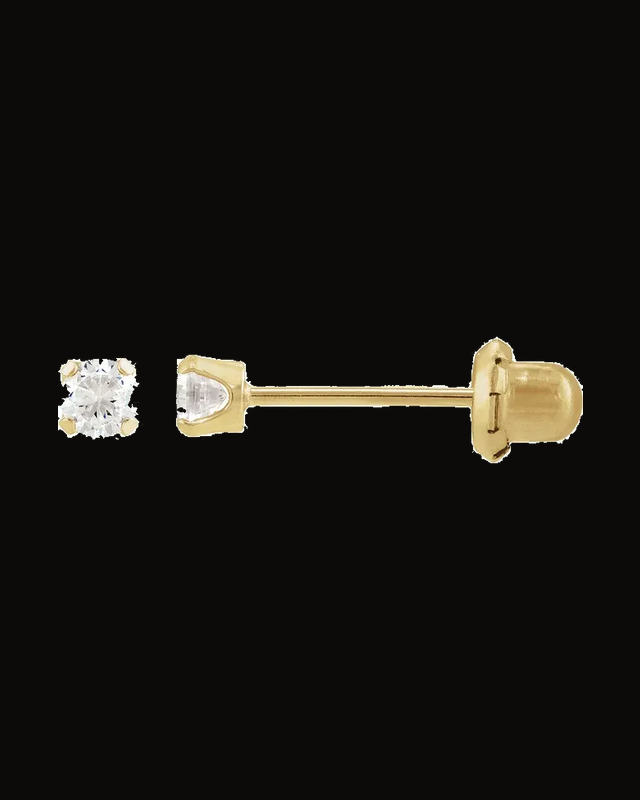 Inverness Birthstone Piercing Earrings — 14K Yellow Gold · 3 mm