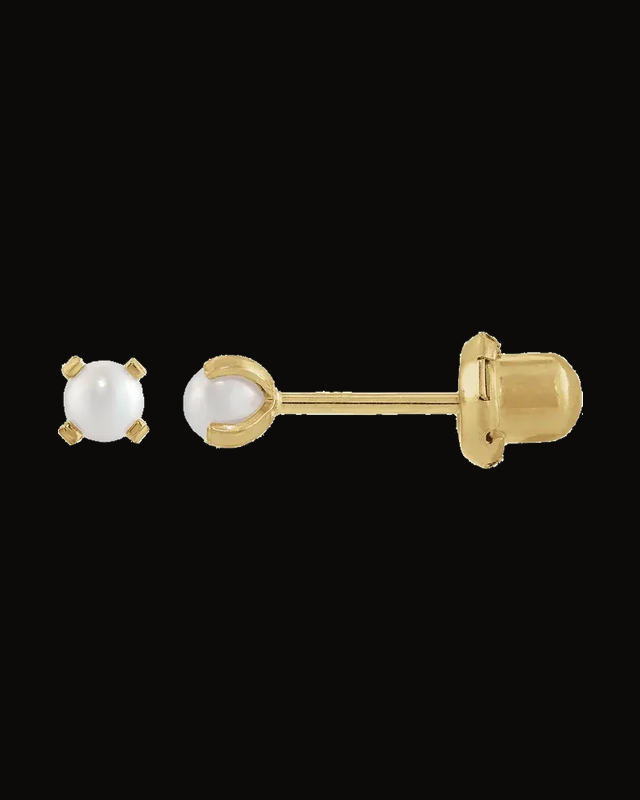 Inverness Imitation Cream Pearl Piercing Earrings — 14K Yellow Gold · 3 mm