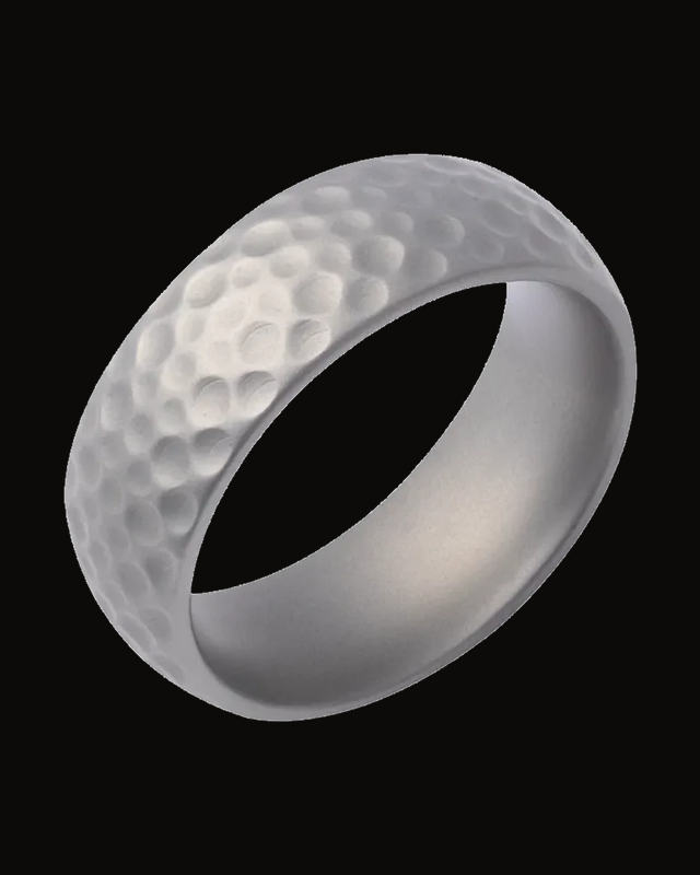 Dome Comfort-Fit Band With Matte Finish And Milled Golf Ball Texture — Cobalt · 8 mm · Size 10