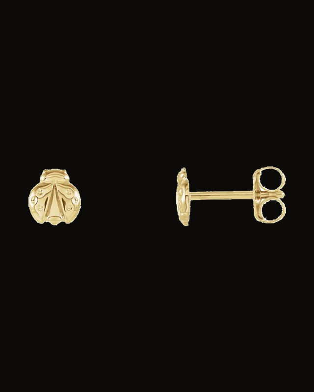 Lady Bug Earrings — 14K Yellow Gold