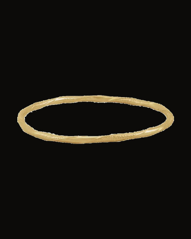 Twisted Textured Bangle Bracelet — 14K Yellow Gold-Filled