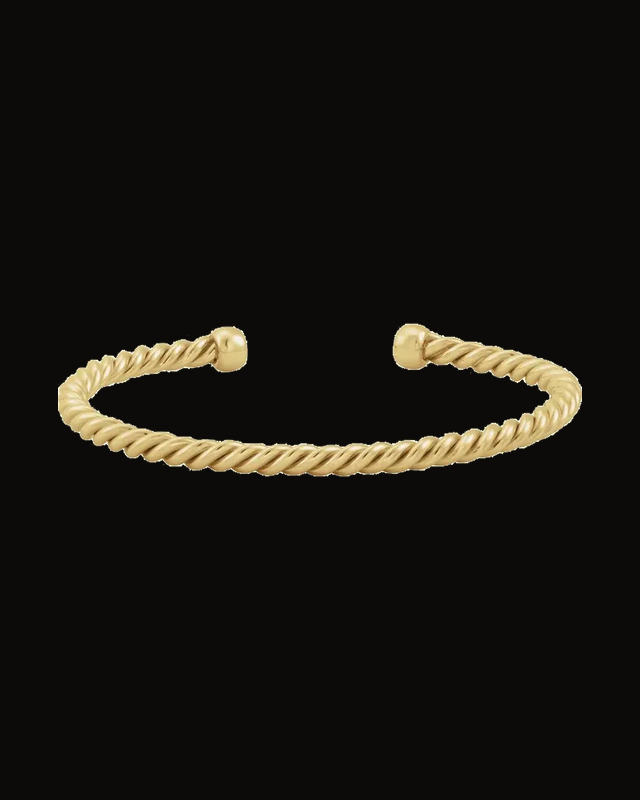 Twisted Rope Cuff Bracelet — 14K Yellow Gold-Filled