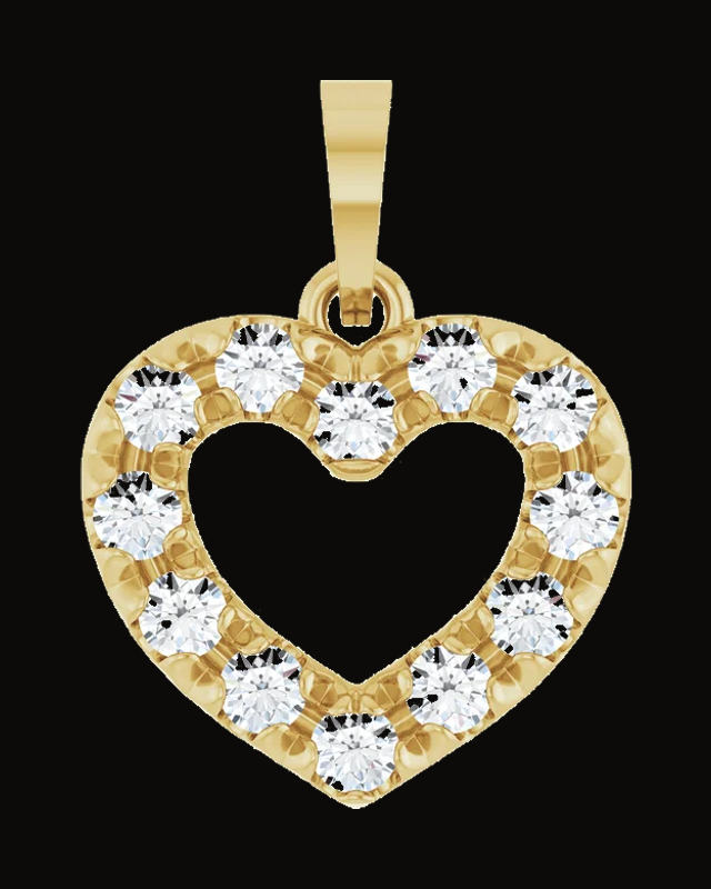 1/3 CTW Natural Diamond Heart Pendant — 14K Yellow Gold
