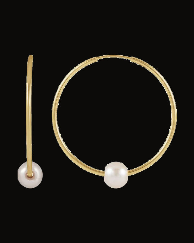 Cultured Freshwater Hoop Earrings — 14K Yellow Gold-Filled