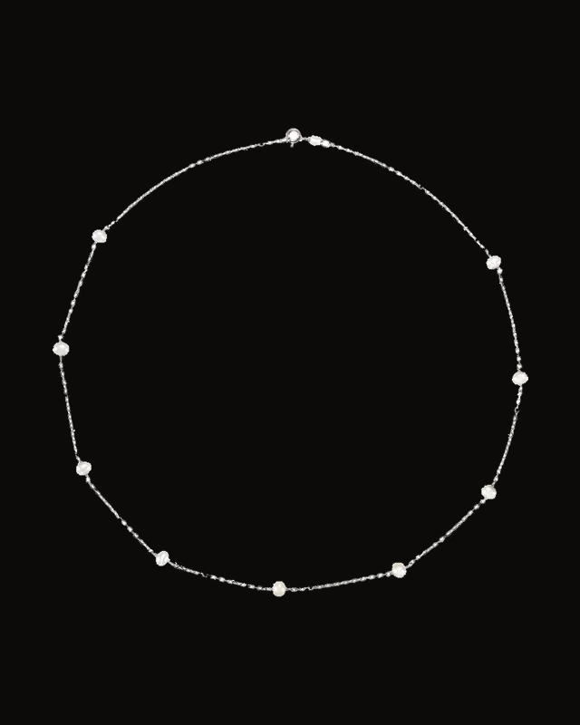 Cultured White Freshwater Pearl Station Necklace — Silver-Plated on Sterling Silver · Cultured Freshwater Pearl