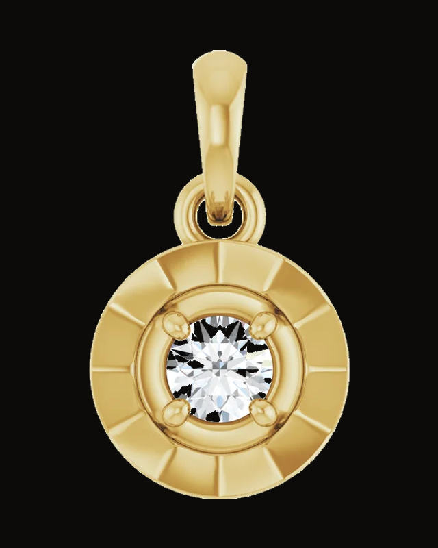 1/10 CTW Round Natural Diamond Charm/Pendant — 14K Yellow Gold
