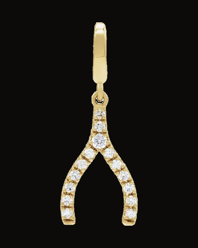 1/8 CTW Lab-Grown Diamond Wishbone Charm/Pendant — 14K Yellow / White Gold