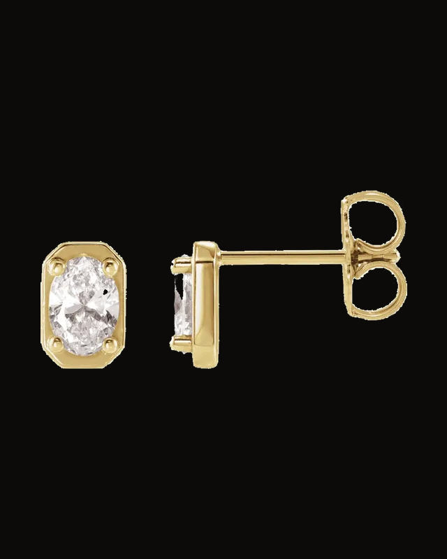 1/3 CTW Lab-Grown Diamond Oval Stud Earrings — 14K Yellow Gold