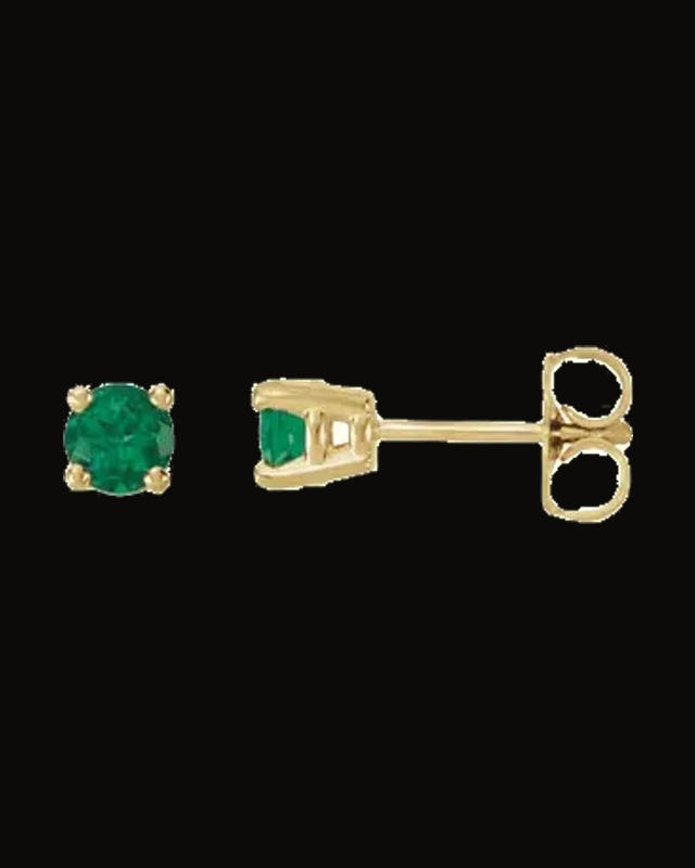 Round 4-Prong Stud Earrings — 14K Yellow / White Gold