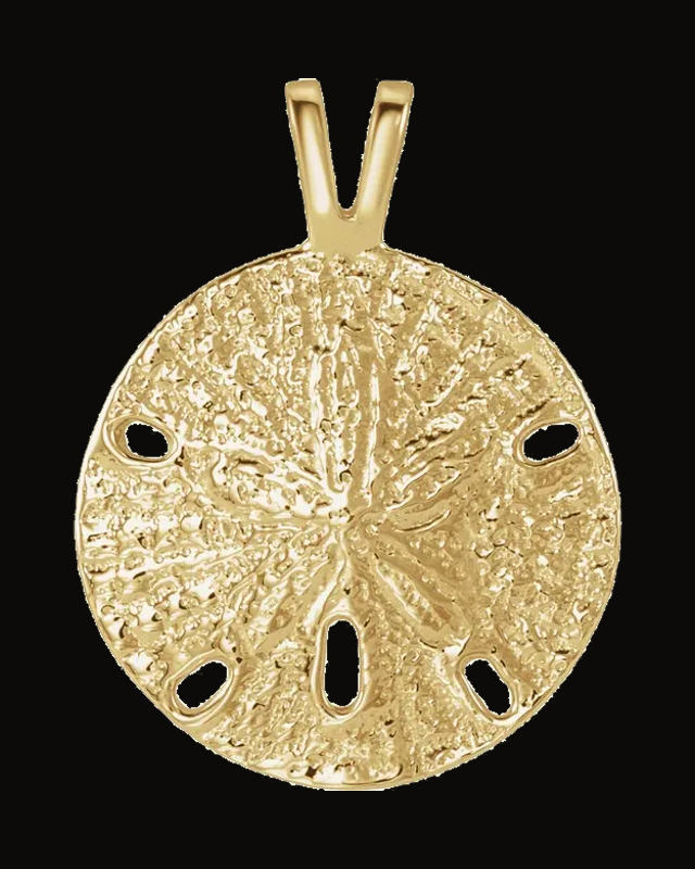 Sand Dollar Pendant — Rhodium-Plated on 14K Yellow Gold