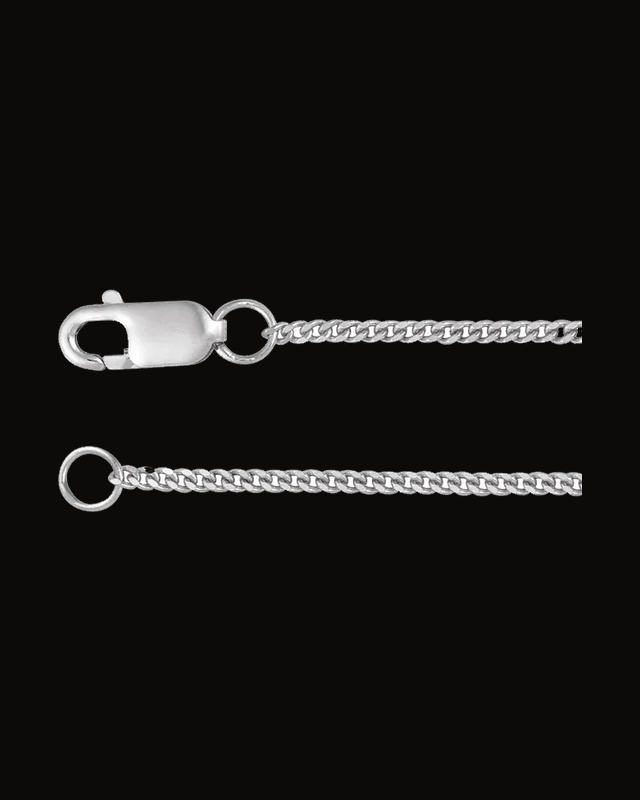 1.15 mm Diamond-Cut Curb Chain — Rhodium-Plated on Sterling Silver